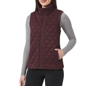 KIRKLAND Signature Women's Stretch Quilted Active Zip Up Vest (X-Large, Wine)